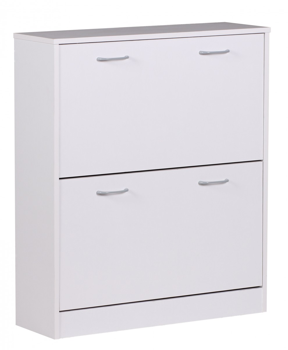 Schuhkipper KIEL Weiß Matt | 2 Fächer | 75 x 87 x 24 cm | Holz & Kunststoff