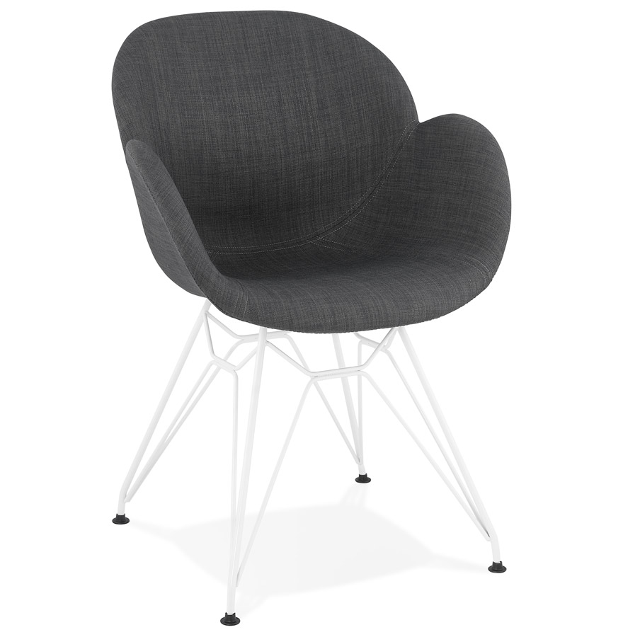 ATOL Stuhl aus dunkelgrauem Stoff | Weißes Metallgestell | L 57,5 cm x T 59 cm x H 85 cm