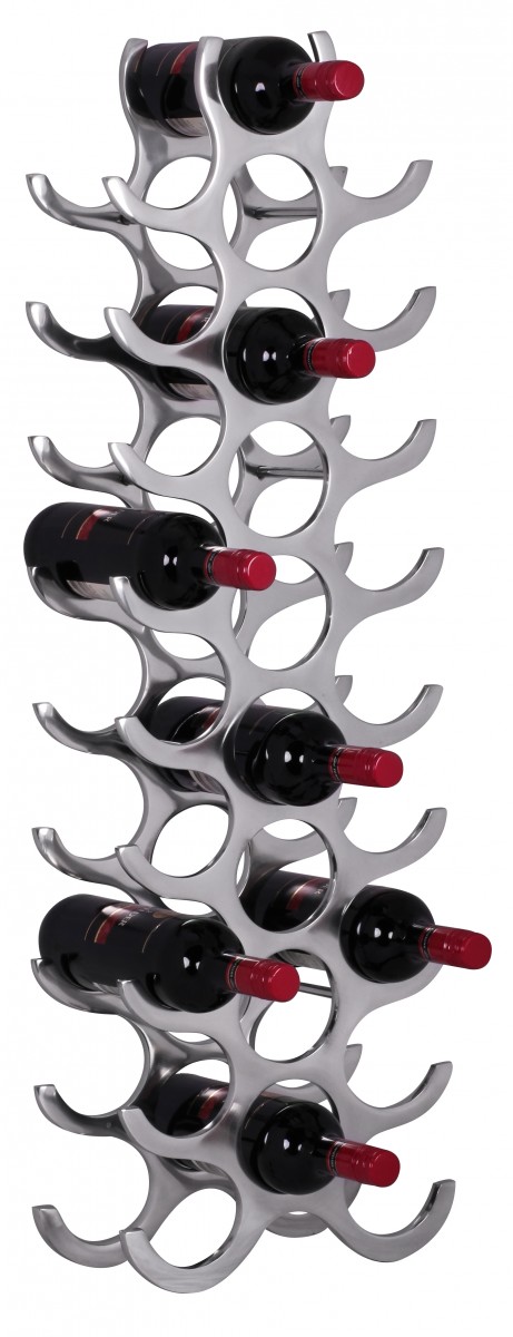 Aluminium Weinregal Silber 27 Flaschen 31x98x14 cm | Modernes Design