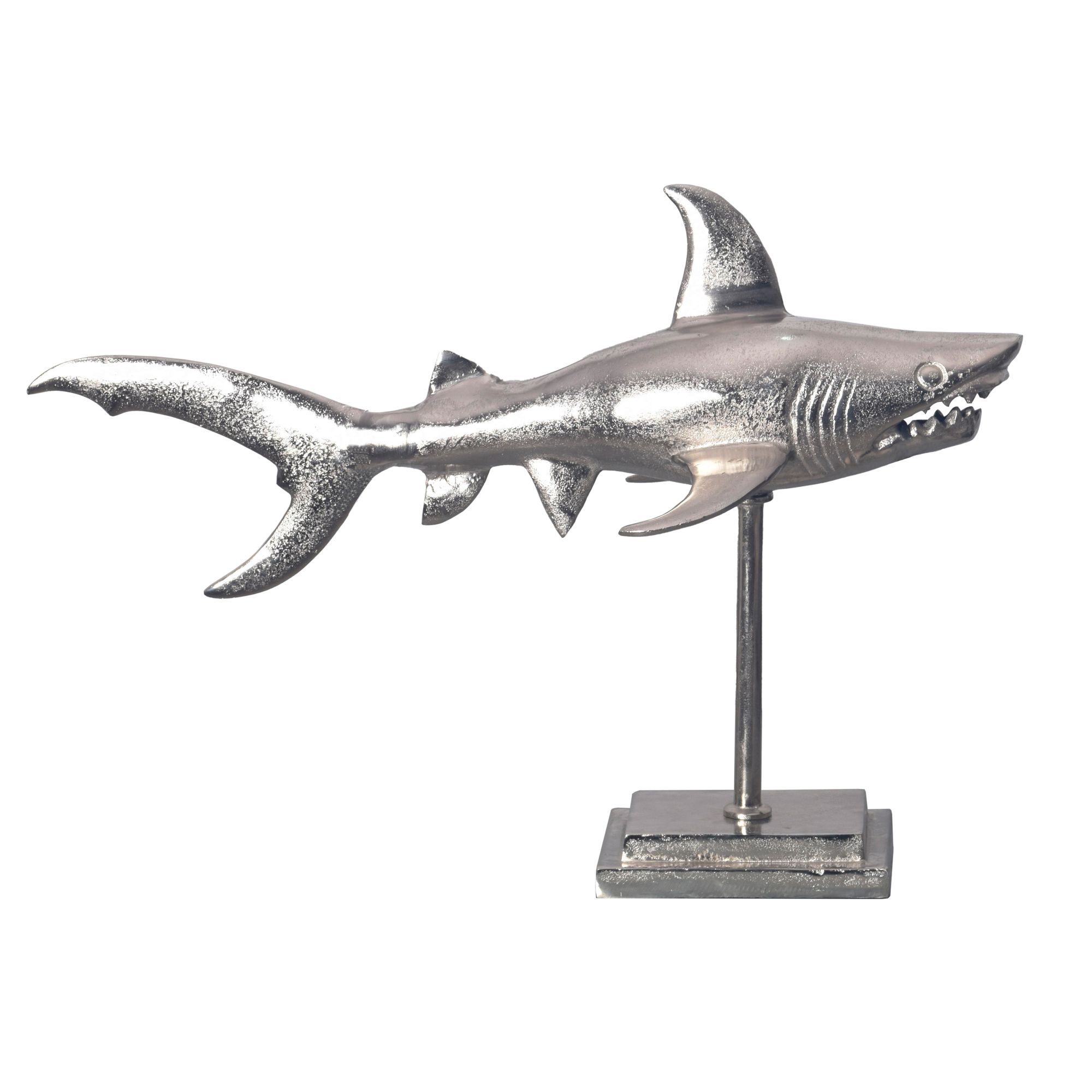 Dekofigur Hai Aluminium Silber | 70 cm | Modernes Design