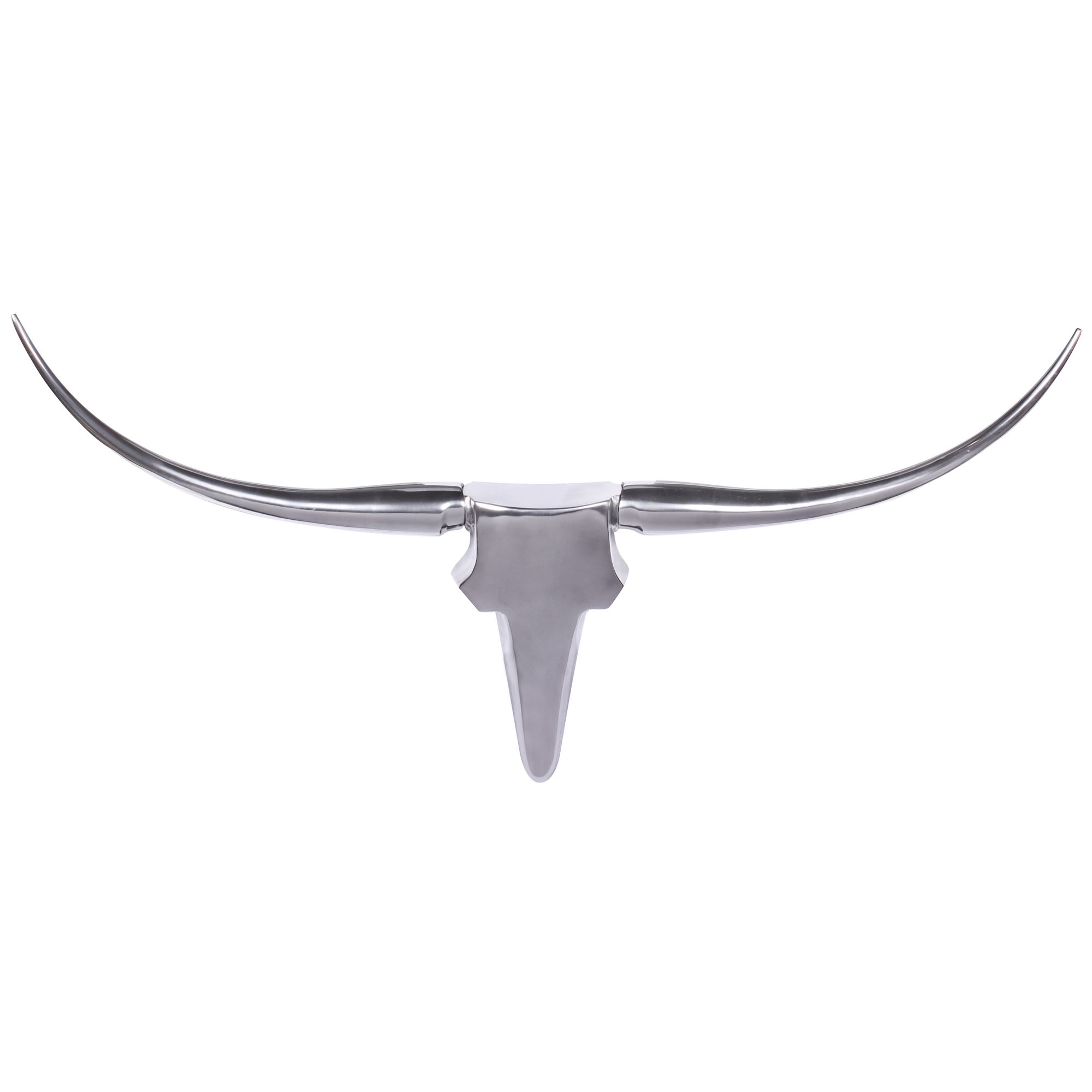 Bull Geweih Aluminium Silber | 125x60x10 cm | Moderne Wanddekoration