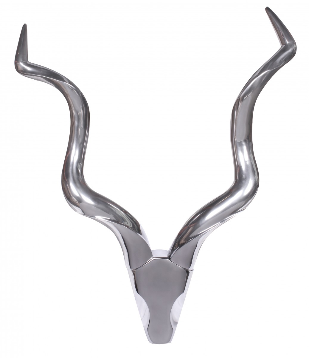 Deko Hirschgeweih Aluminium Silber | 80x110x10 cm | Modernes Design
