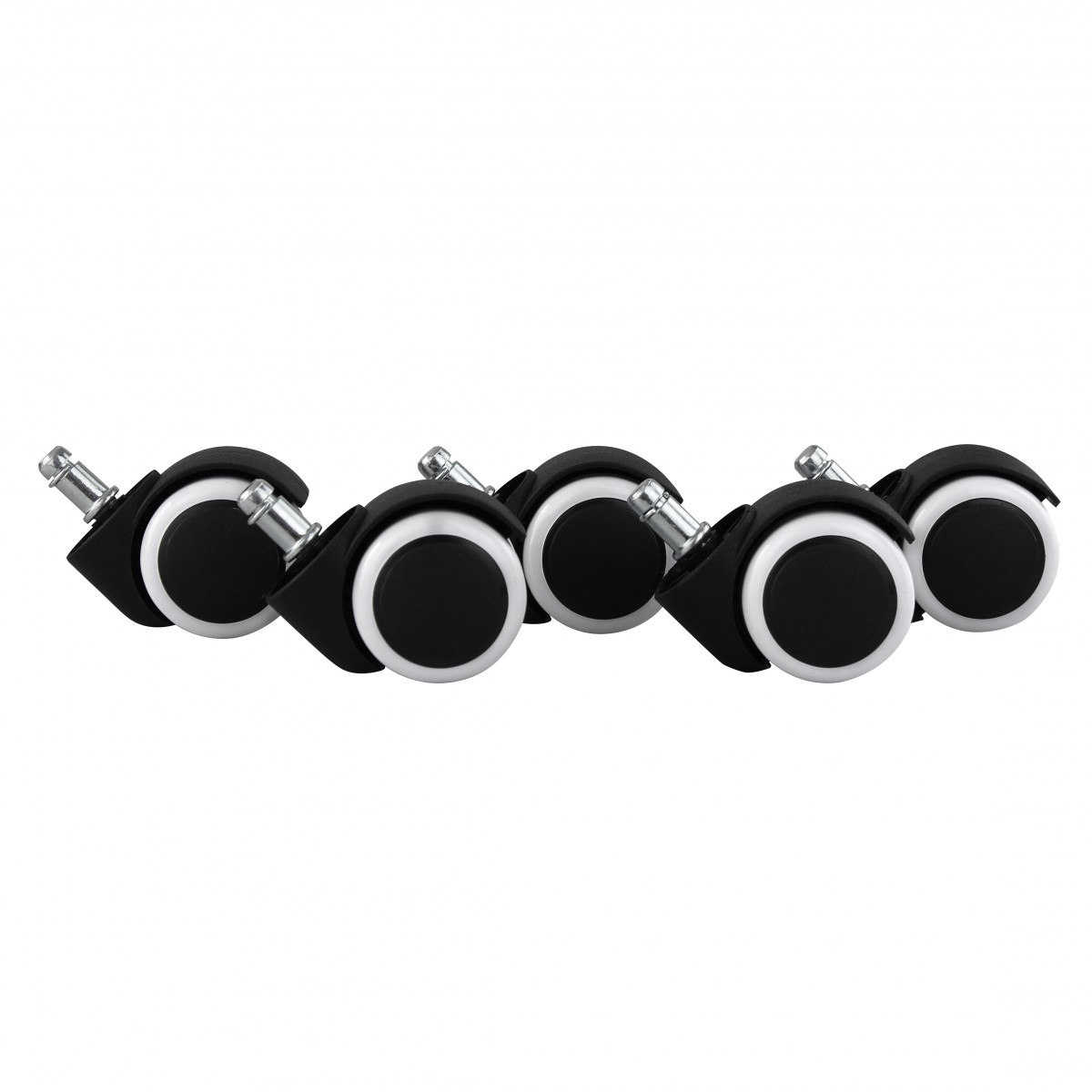 5er Set gebremste Hartbodenrollen Polyurethan Schwarz/Weiß | Durchmesser 50 mm | Stift 11 mm