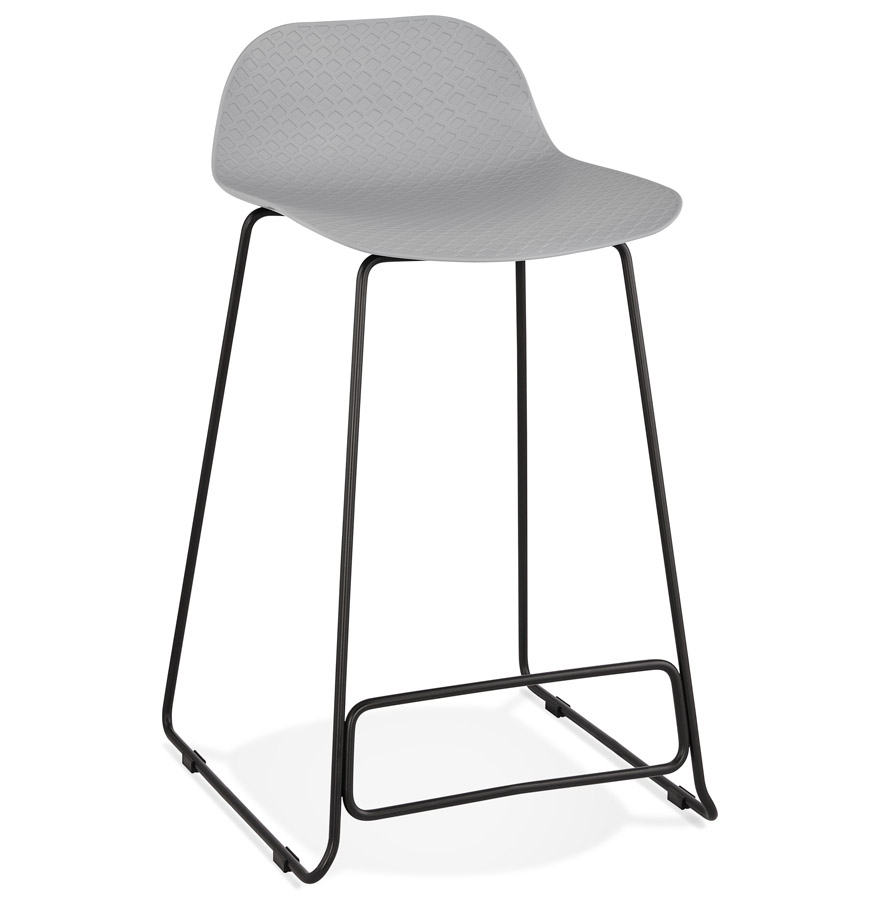 BABYLOS MINI Grauer Snackhocker | Schwarzes Metall | H 85 cm