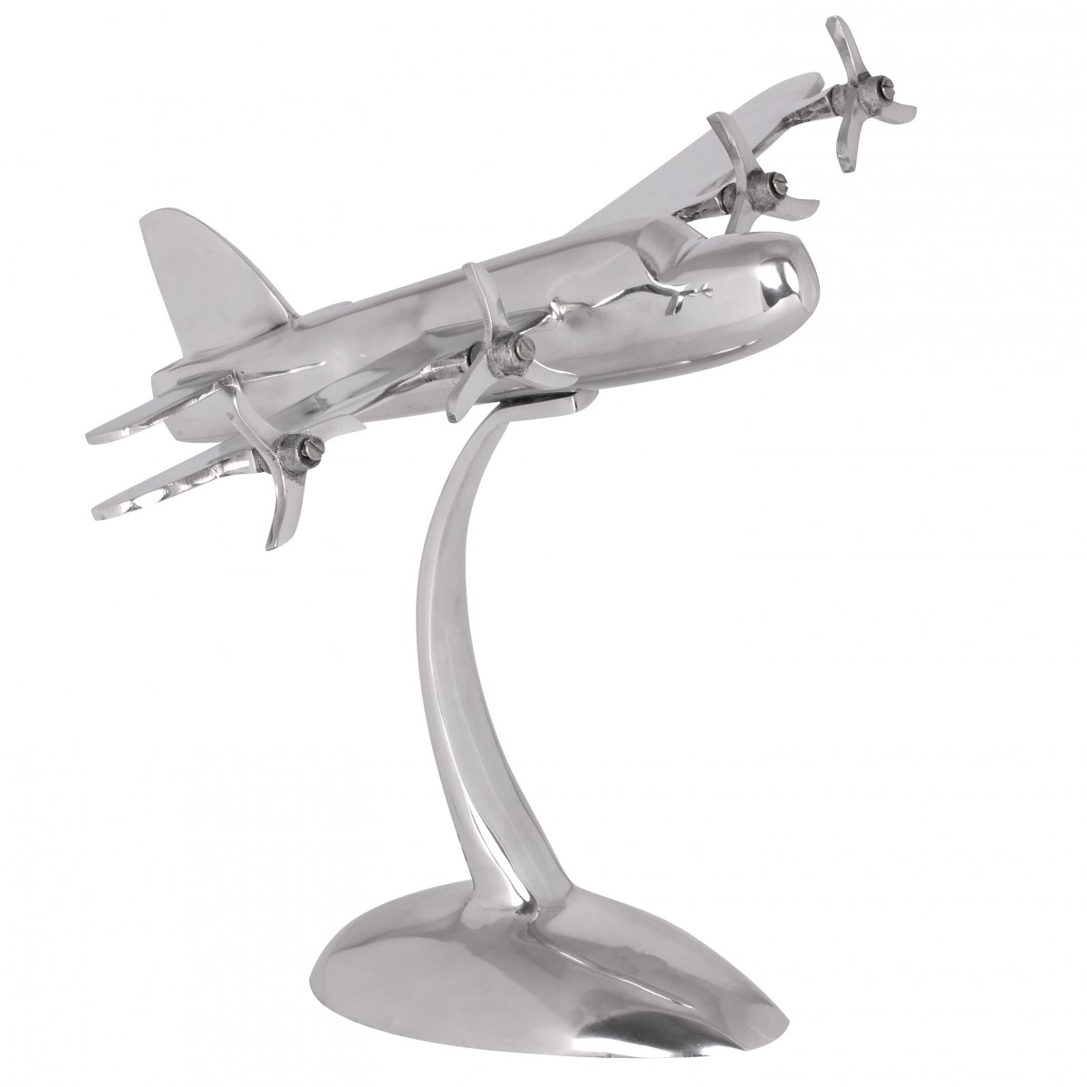 Design Deko Flugzeug Propeller aus Aluminium | Farben Silber und Schwarz | Maße 30x42x30 cm