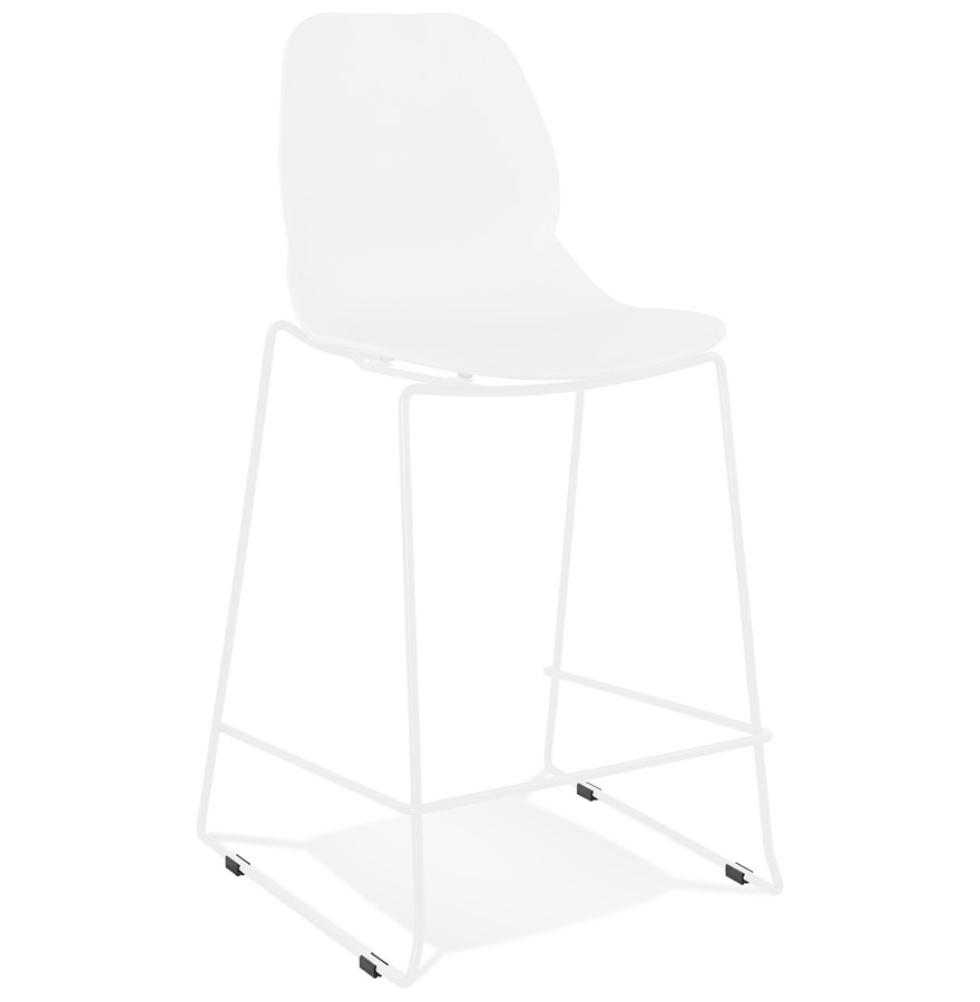 BERLIN MINI stapelbarer mittelhoher Hocker weiß mit weißem Metallgestell | 51,5x52x101 cm