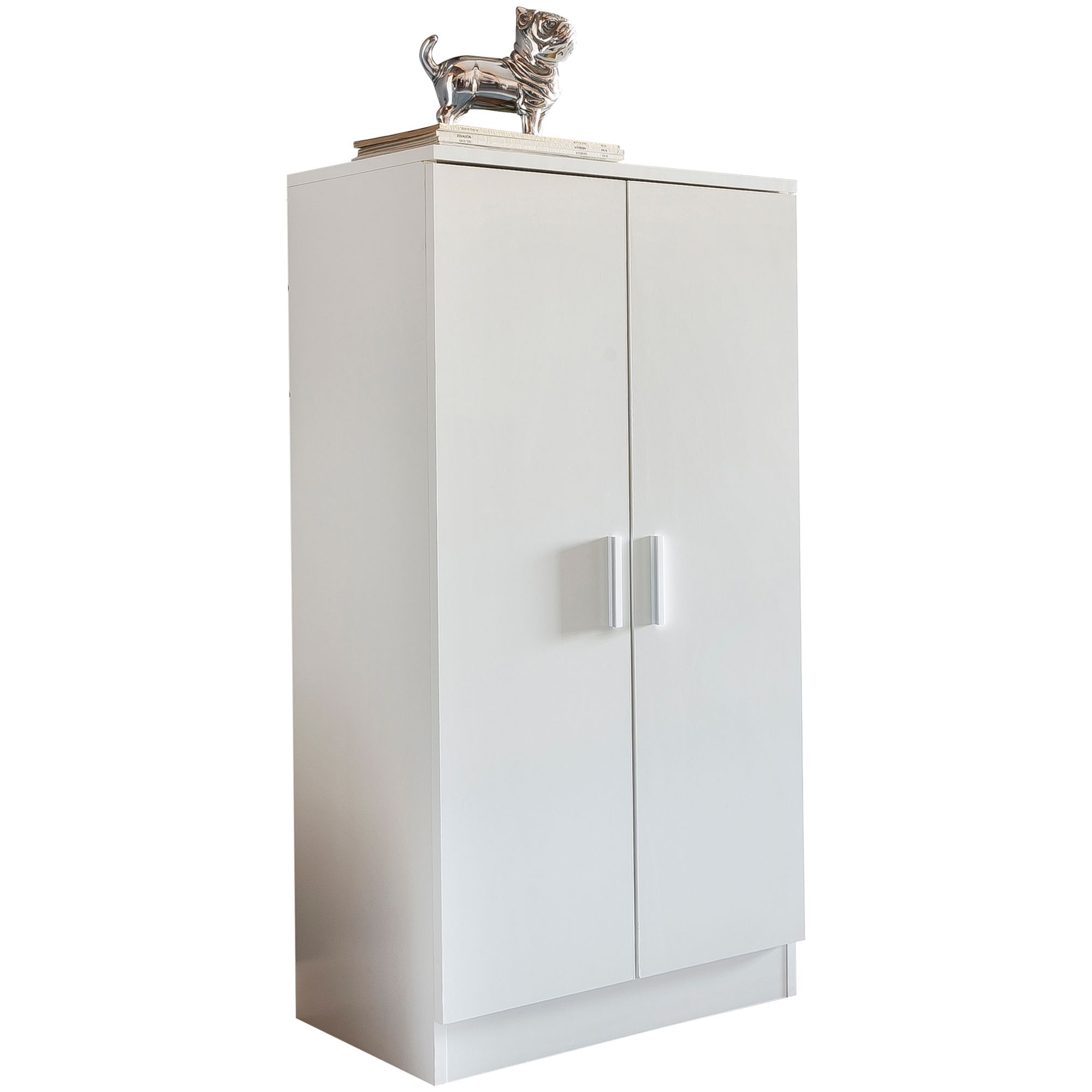 Schuhschrank Holz Weiß 55x108x35 cm | 2 Türen | Modernes Design