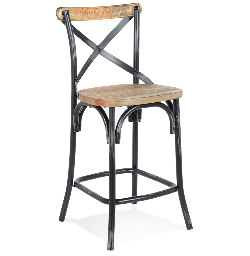 'COTTAGE MINI' Mid-Hocker Holz Gebeizte schwarze Walnussoptik | 50x47x100 cm