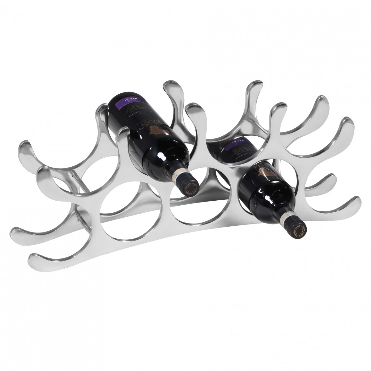 Design Aluminium Weinregal 9 Flaschen | Silber | 55x20x12 cm