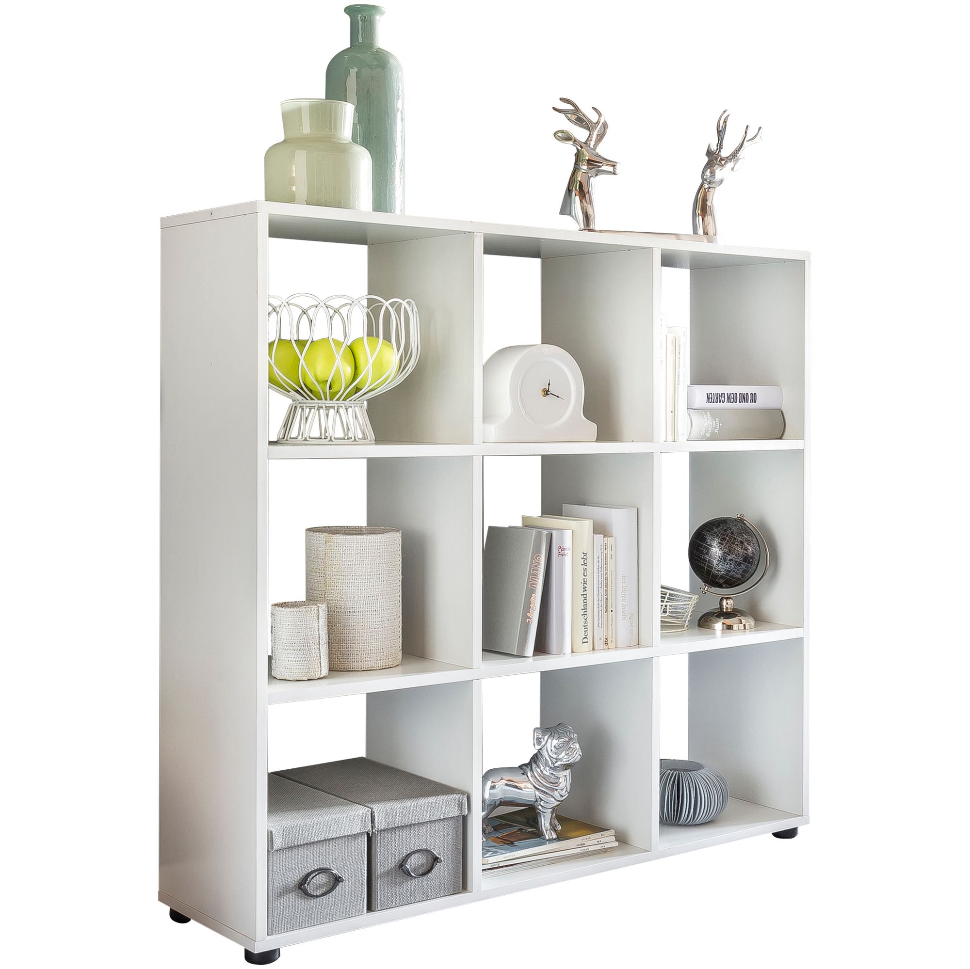 Design Bücherregal Weiß | Holz Melaminbeschichtet | 108 x 104 x 29 cm
