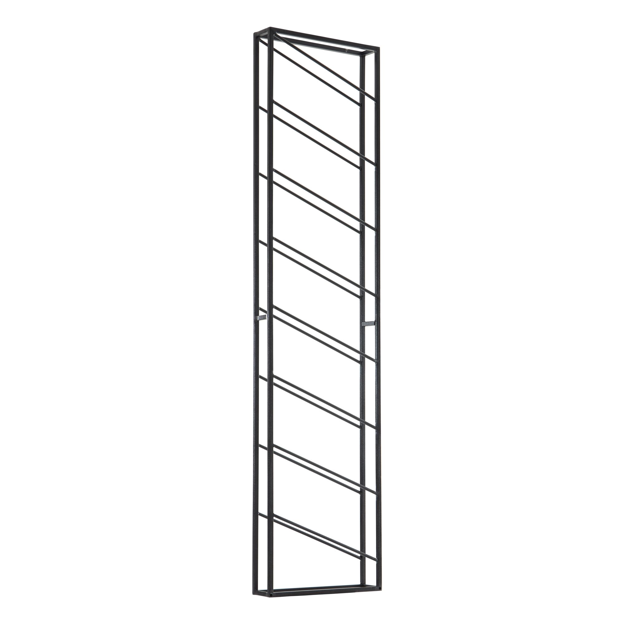 Weinregal Metall Schwarz 36x150x8 cm | Wandregal für 8 Flaschen Design