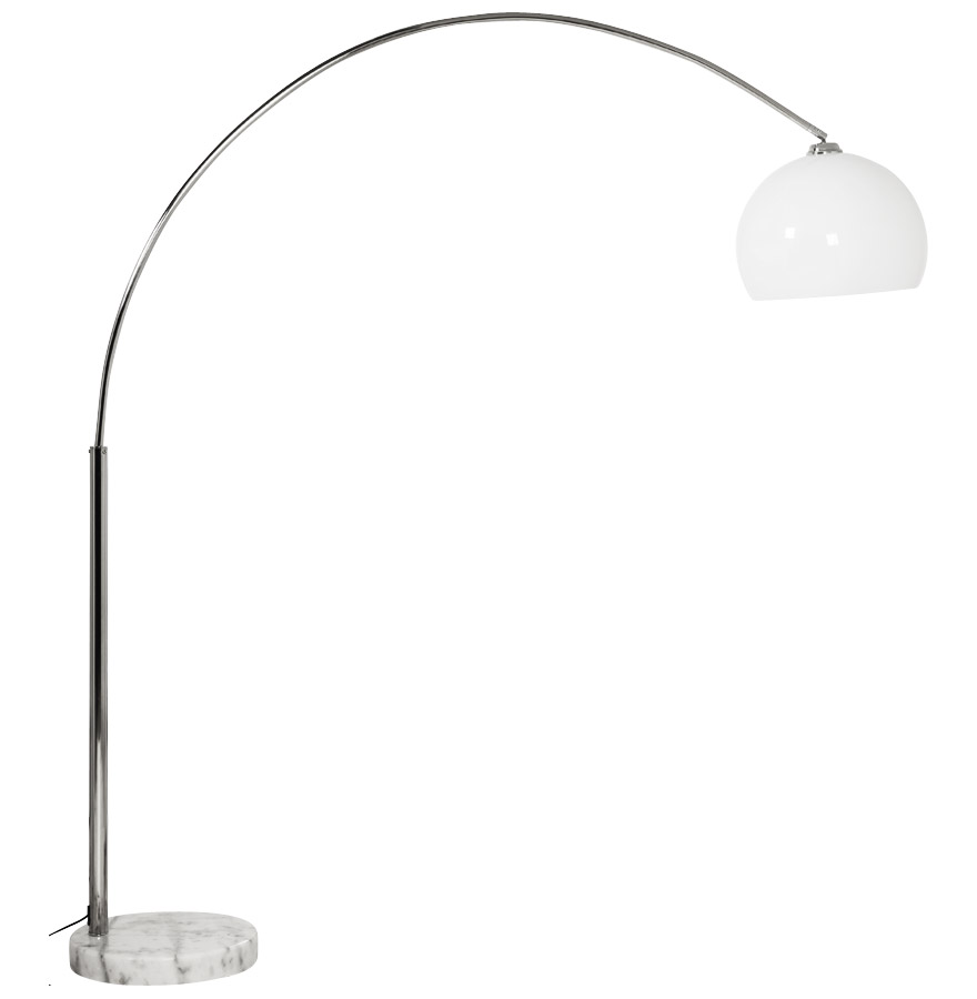 Designer Bogen-Stehlampe Metall mit weißem Lampenschirm | Weiß | 175x38x195 cm