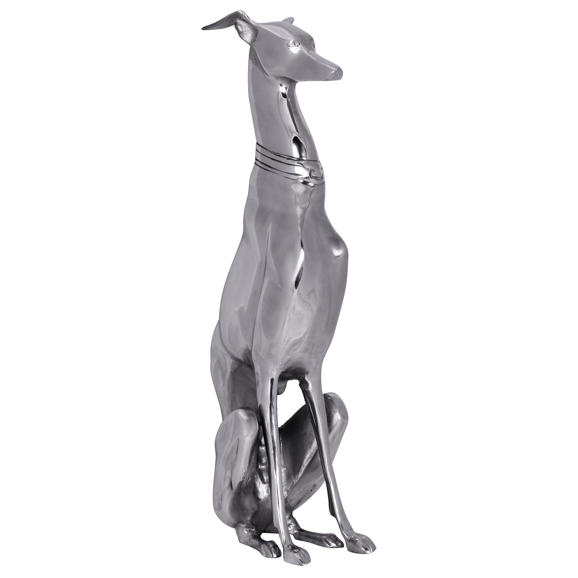 Design Dog Skulptur Windhund Silber Aluminium | Aluminium | 18 x 70 x 25 cm