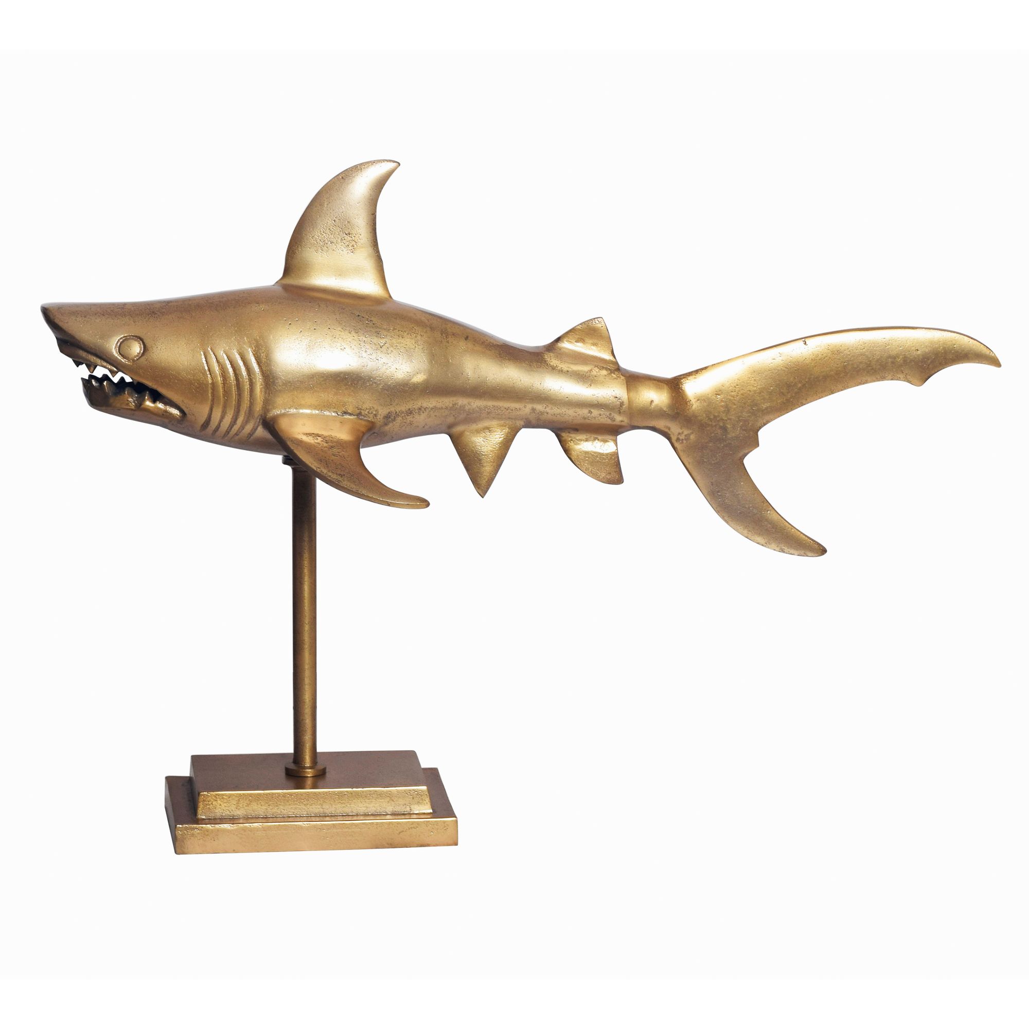Dekofigur Hai Aluminium Gold | 70 cm | Modernes Design