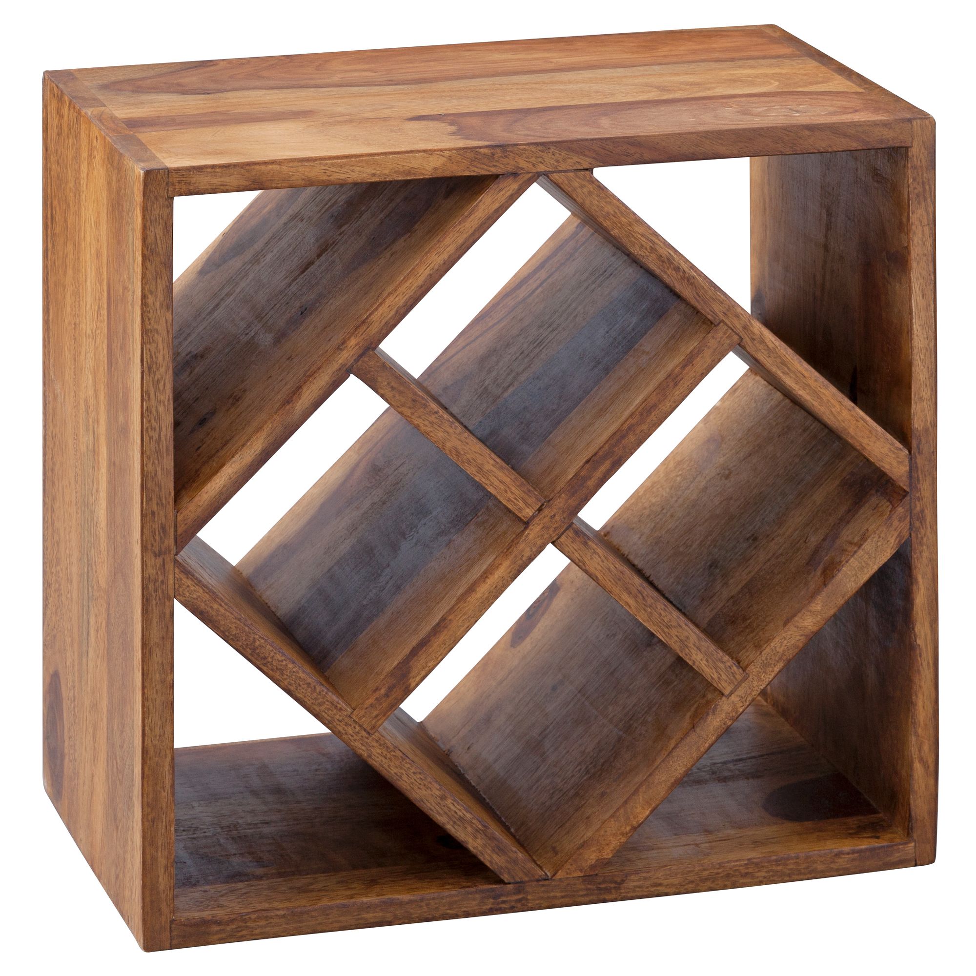Weinregal Sheesham Massivholz Braun 40x40x25 cm für 8 Flaschen