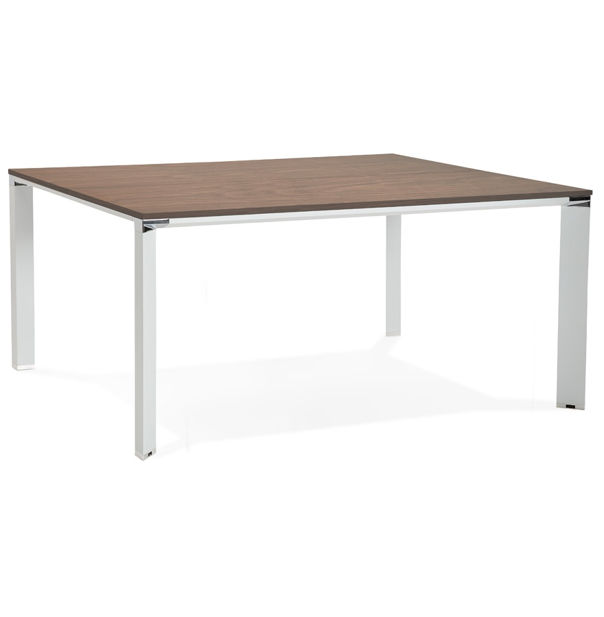 Besprechungstisch Walnuss-Holzfinish und weißes Metall | 160x160 cm