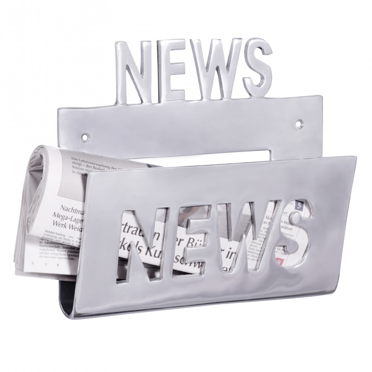 Design Wand-Prospekthalter aus Aluminium | Farbe Silber | Maße 30x27x7 cm