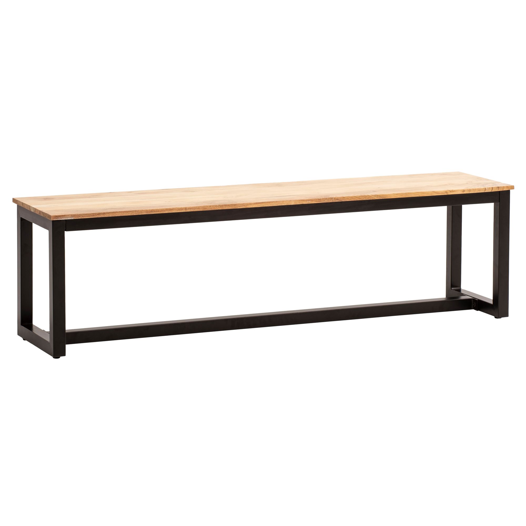 Esszimmerbank 120x40x45 cm Akazie Massivholz | Helles Braun | Loft-Style Industrial mit Metallbeinen