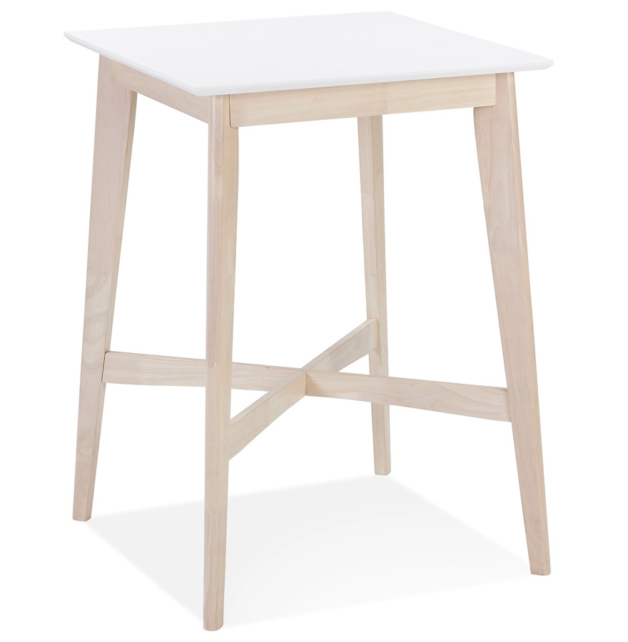 GALLINA Designer Hoher Tisch | Weiß und Naturholzfinish | 70x70x105 cm