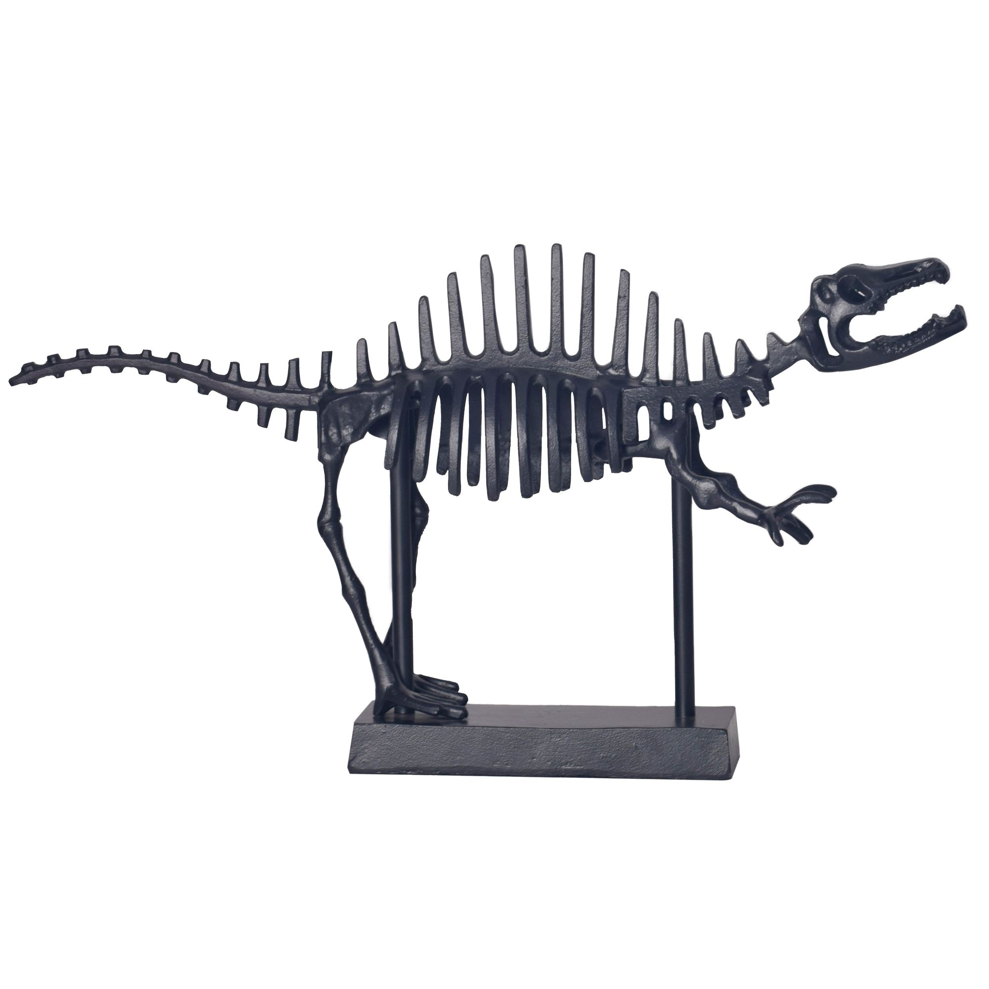 T-Rex Dekofigur Aluminium Schwarz 62x32,5x12 cm | Moderne Dino-Statue mit Sockel