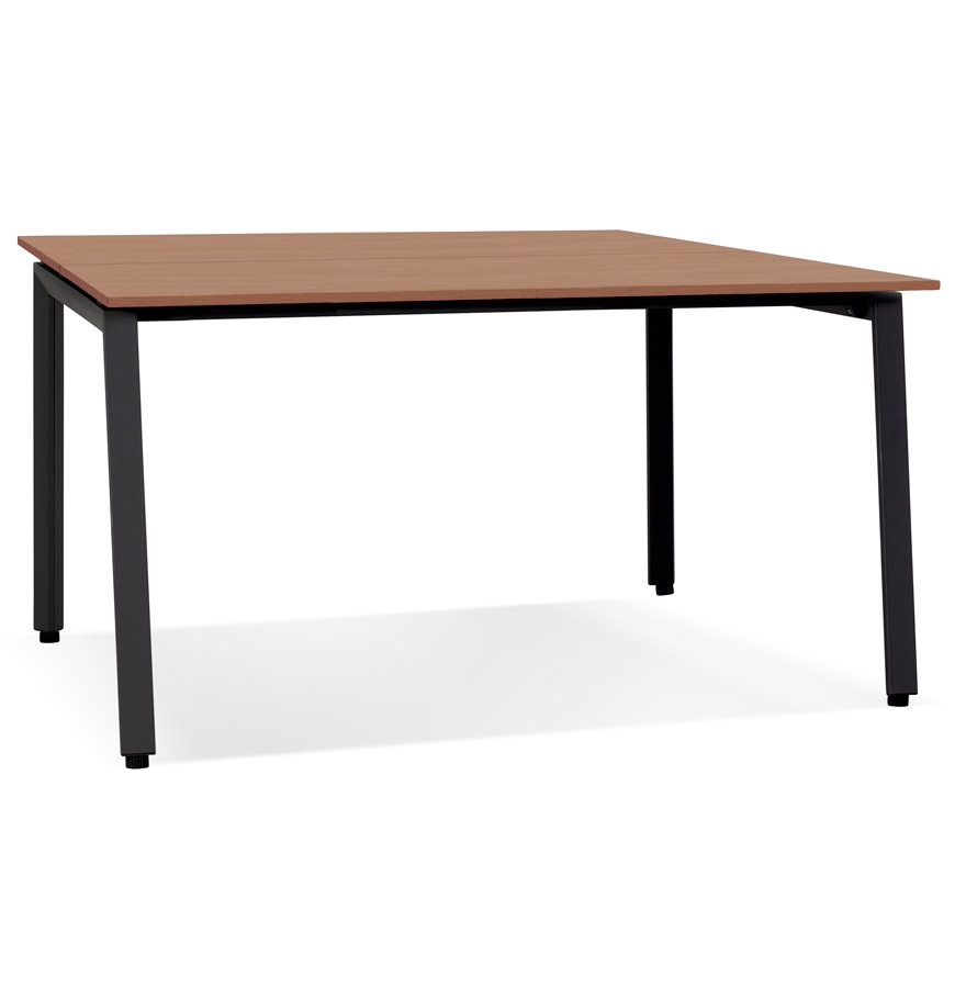 AMADEUS SQUARE Besprechungstisch | Nussbaum MDF-Holz & schwarzes Metall | 160x160x74,5 cm