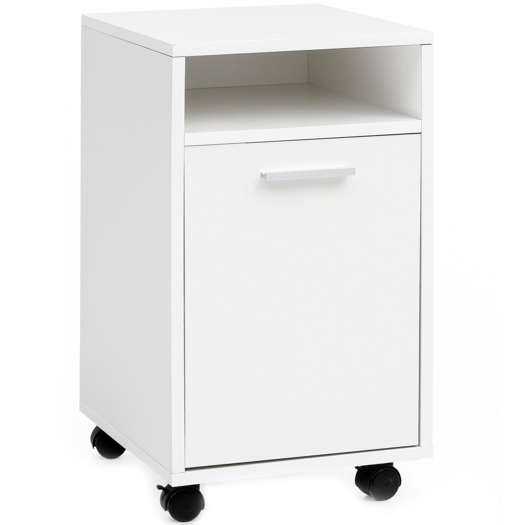 Rollcontainer Weiß Spanplatte | 33x60x38 cm | Mobiler Schubladenschrank mit Rollen