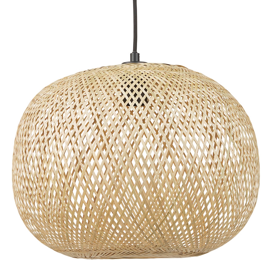 CASIMIRA MINI runde Hängeleuchte aus natürlichem Bambus | Beige | 35x35x164 cm