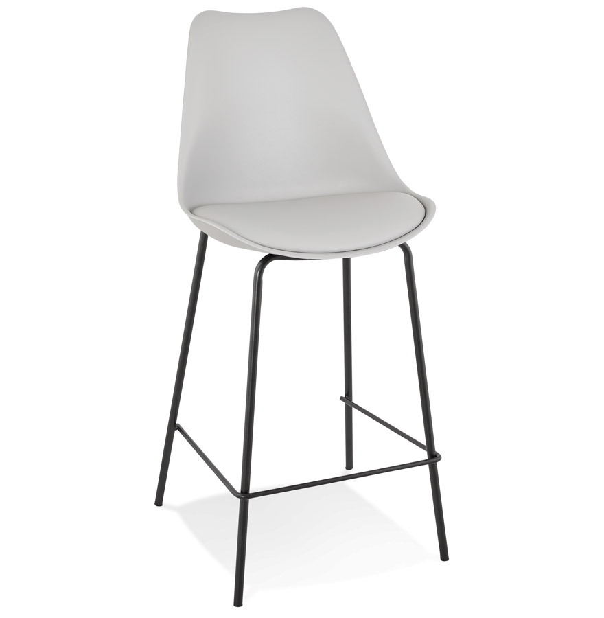 'LEMON MINI' Mittelhoher Snackhocker Grau | Schwarzer Metallrahmen | Höhe 105 cm