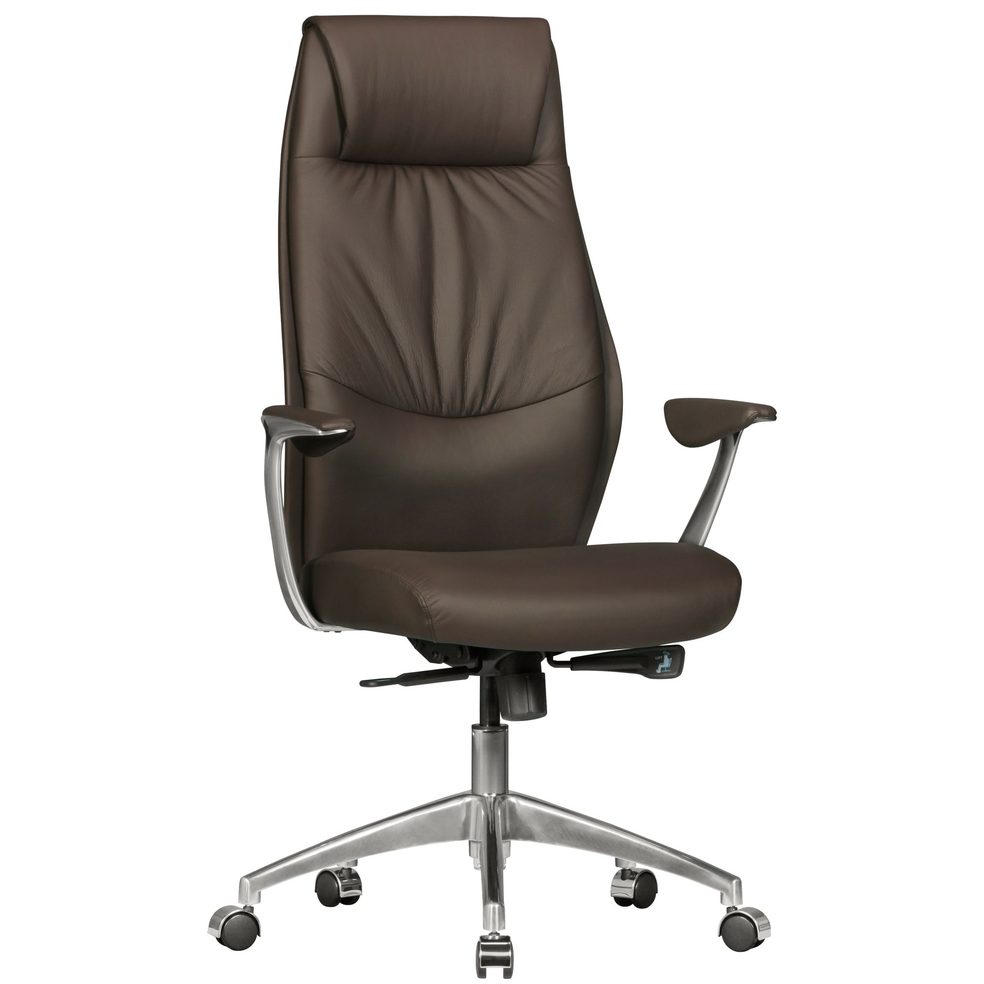 Brauner Echtleder XXL Bürostuhl | Synchronmechanik | Maße 117-127 cm H x 67 cm B x 58 cm T