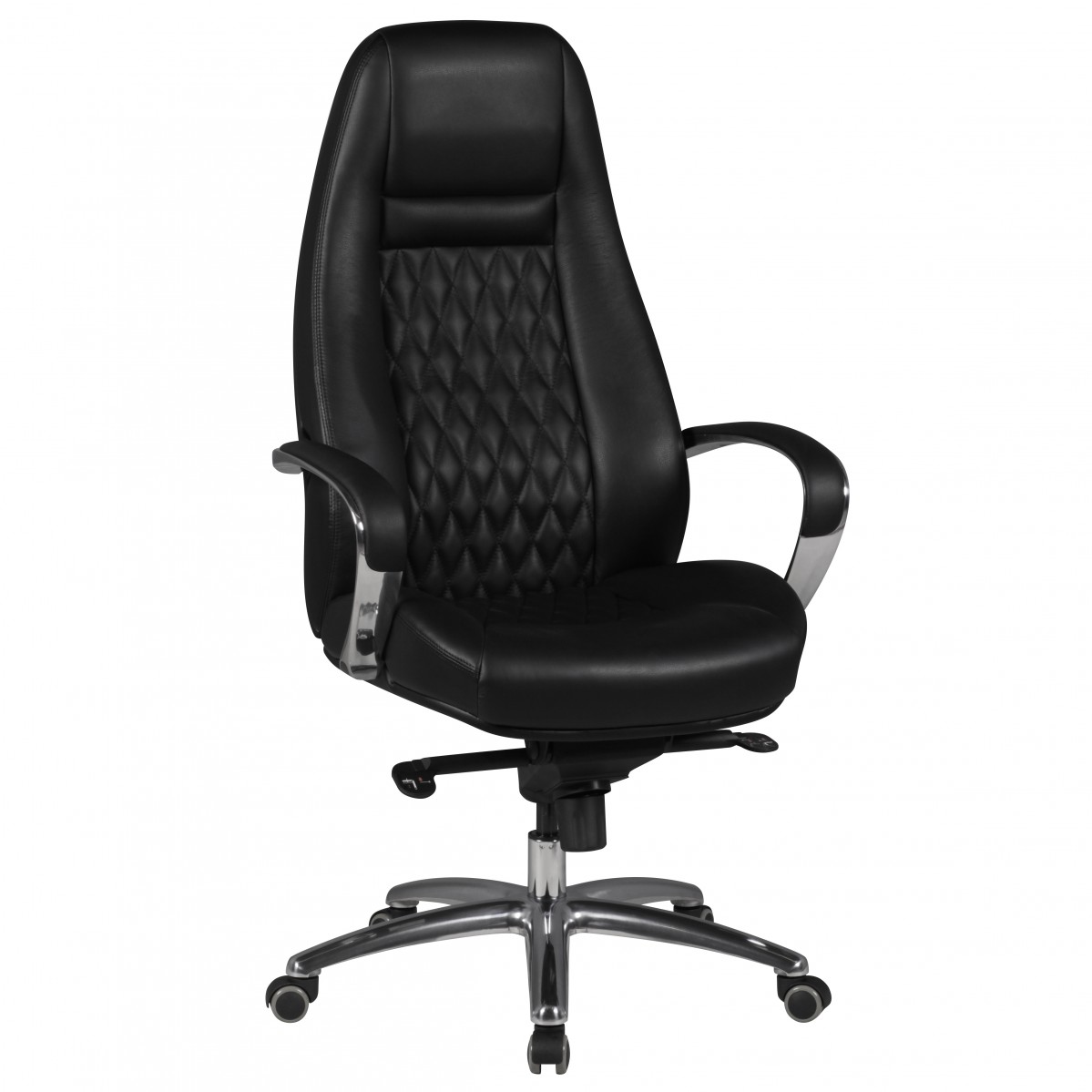 Bürostuhl AUSTIN Echt-Leder Schwarz | 68x50 cm | Höhe 120-130 cm
