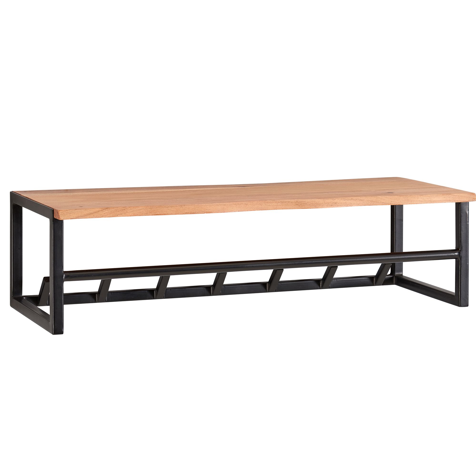 Design Wandgarderobe | Akazie Massivholz / Metall | 80x22x33 cm