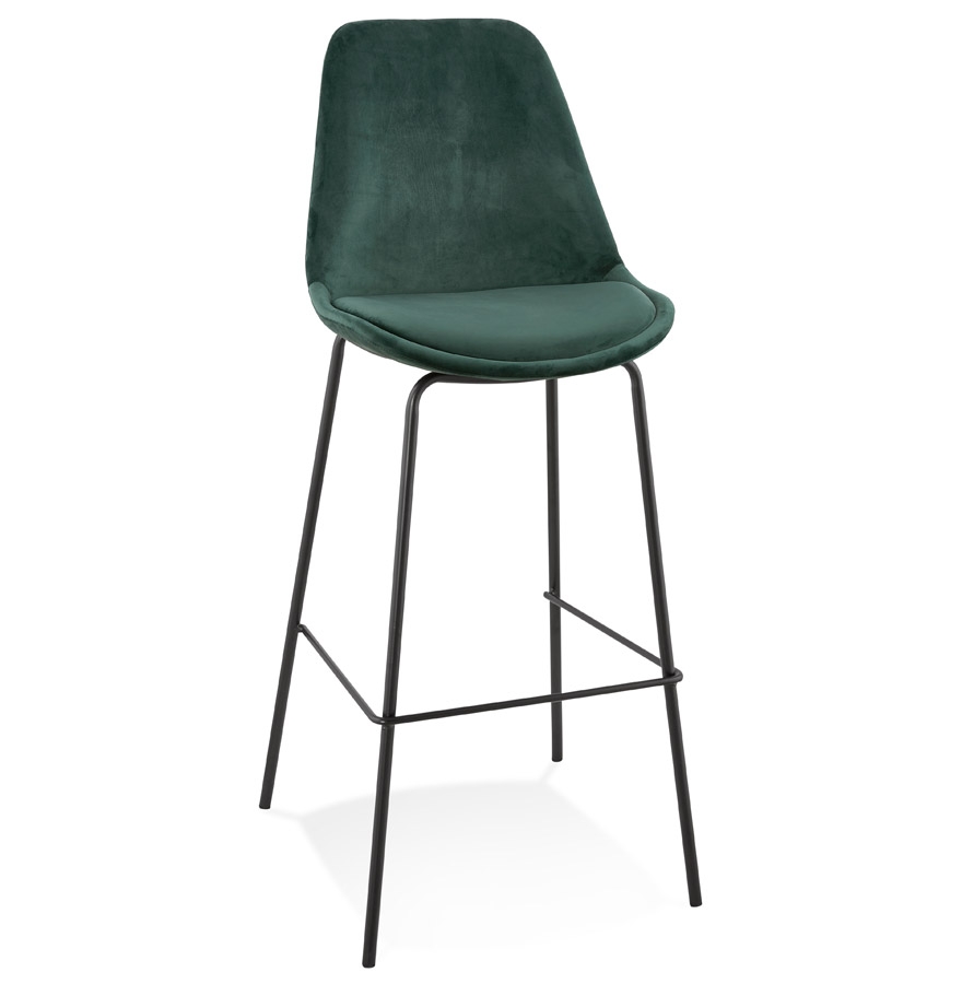 'SPARK' Barhocker Grüner Samt & Schwarze Metallbeine | Höhe 115 cm