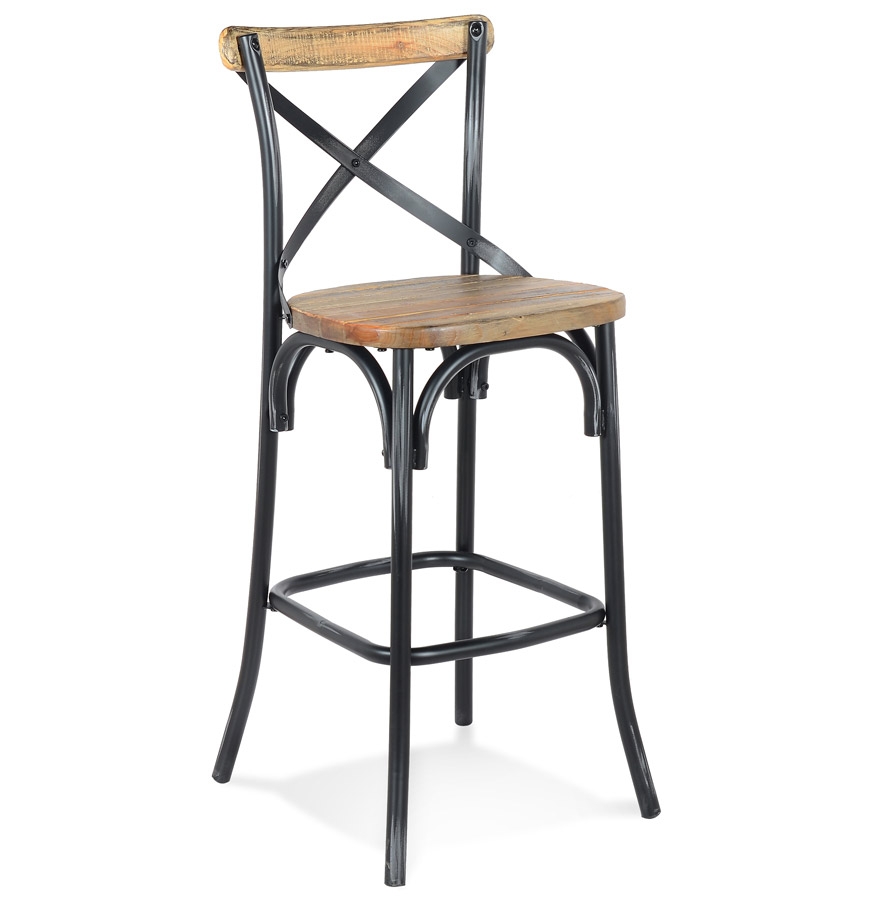 'COTTAGE' Barhocker Gebeizte schwarze Walnuss-Holzoptik | 50x47x110 cm