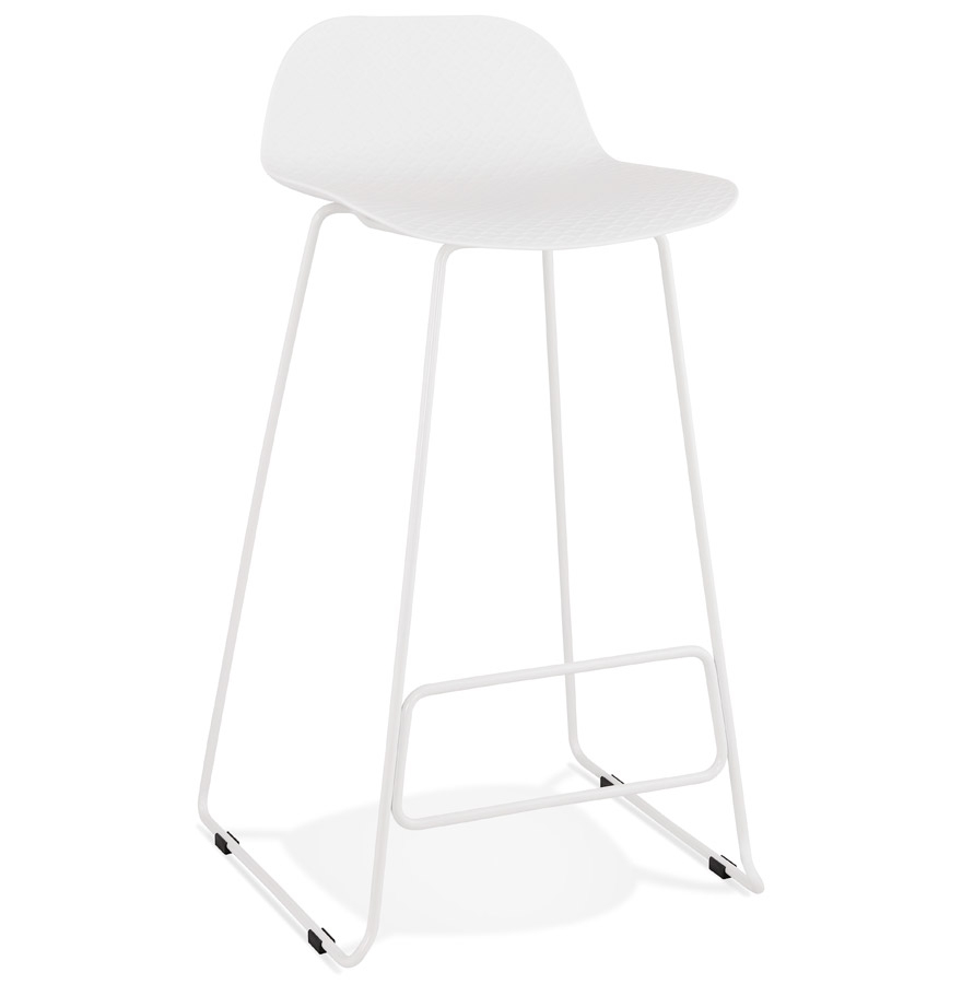 BABYLOS Designer Barhocker | Weiß & Weißes Metall | H95 x B53 x T50,5 cm