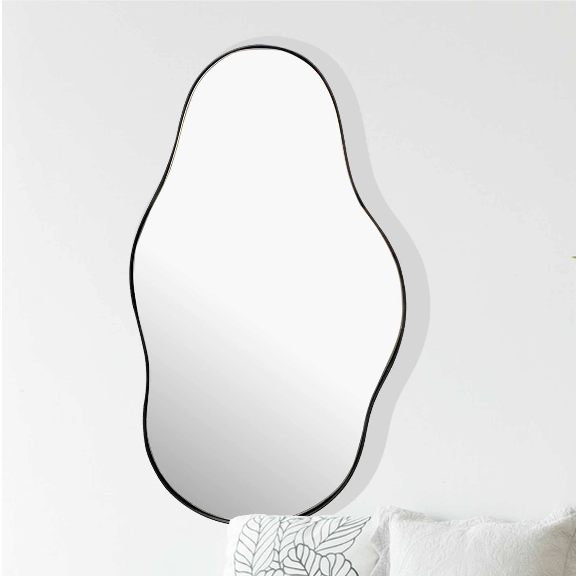 Asymmetrischer Wandspiegel 40x80 cm | Schwarzer Metallrahmen | Spiegelstärke 6 mm