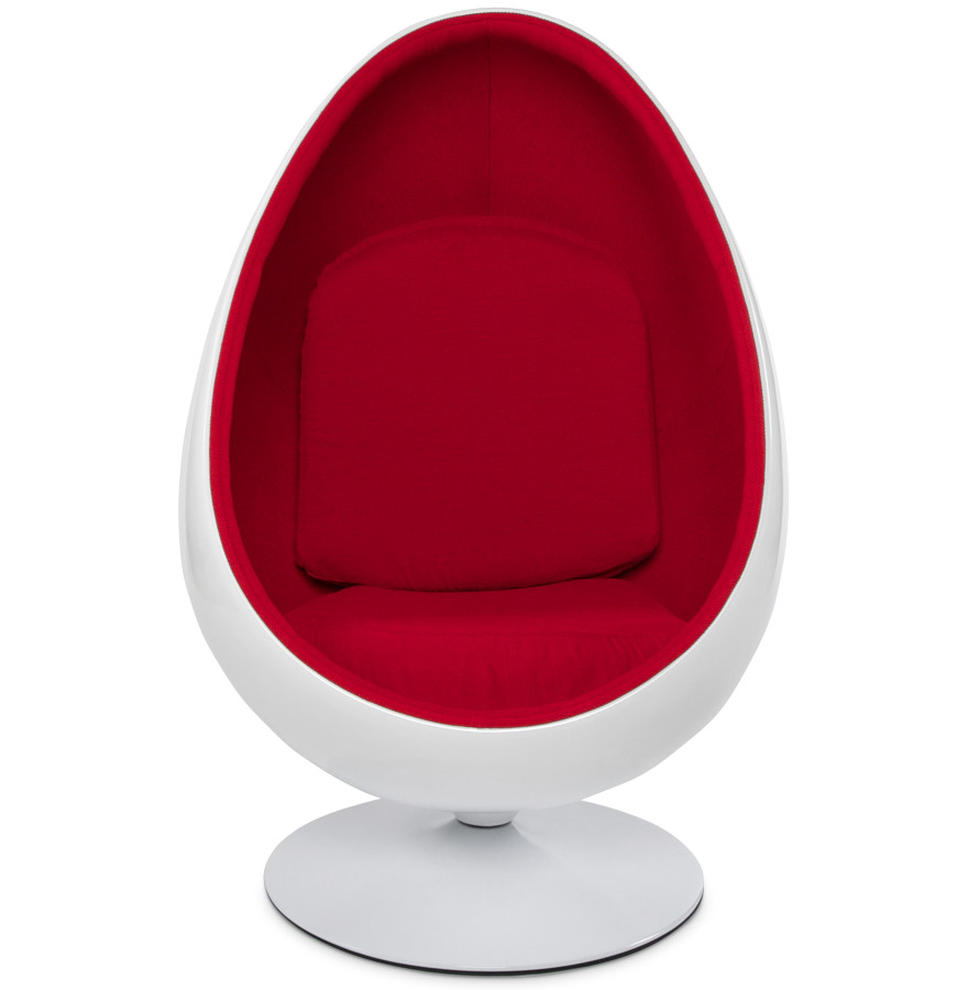 COCOON Eierstuhl | Weiß und Rot | 90x90x133 cm