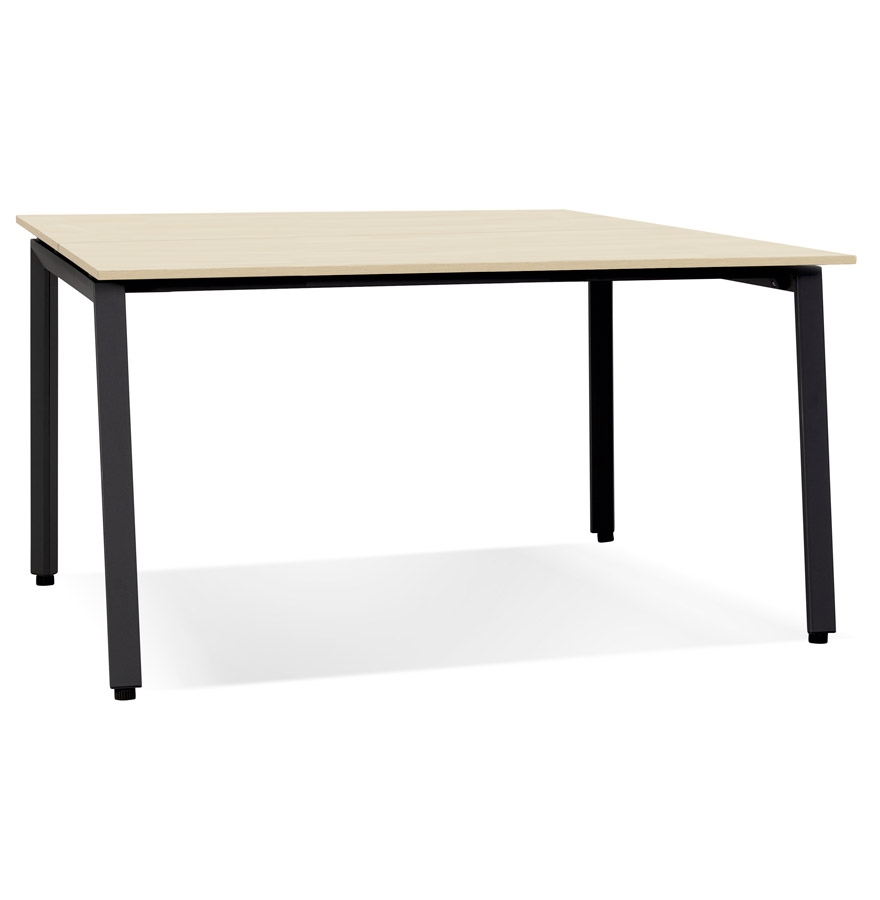AMADEUS SQUARE Besprechungstisch | Natürliches MDF-Holz & schwarzes Metall | 160x160x74,5 cm