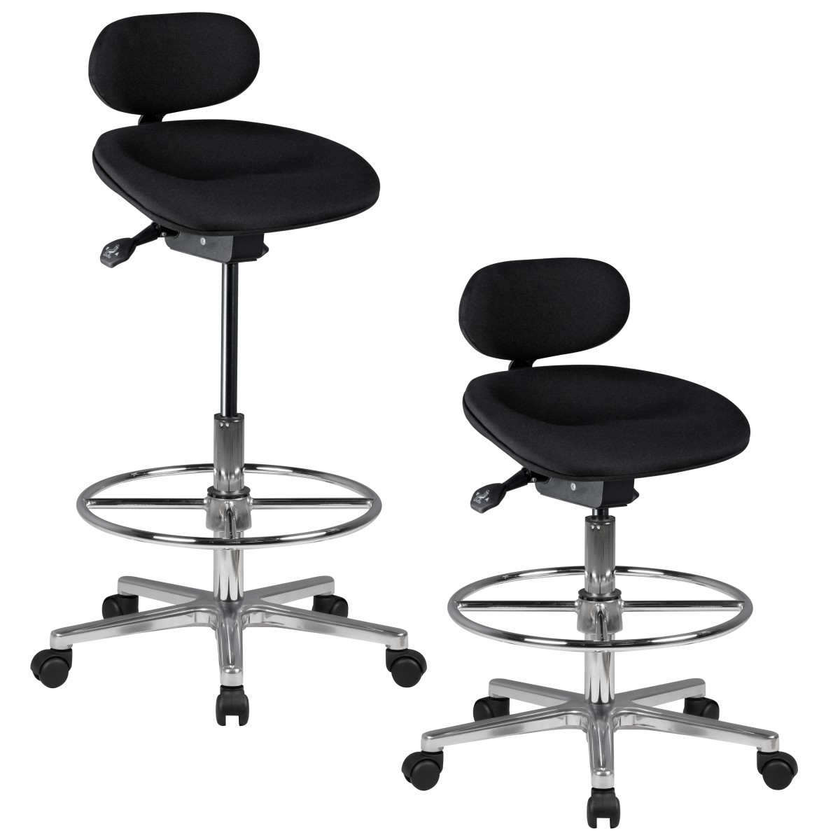 Arbeitshocker LOUISIANA | Stoff schwarz | Höhe 83 - 114 cm