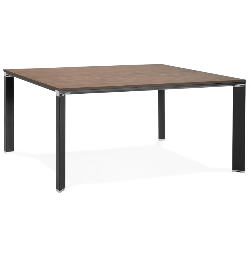 Besprechungstisch Walnuss-Holzfinish und schwarzes Metall | 160x160 cm