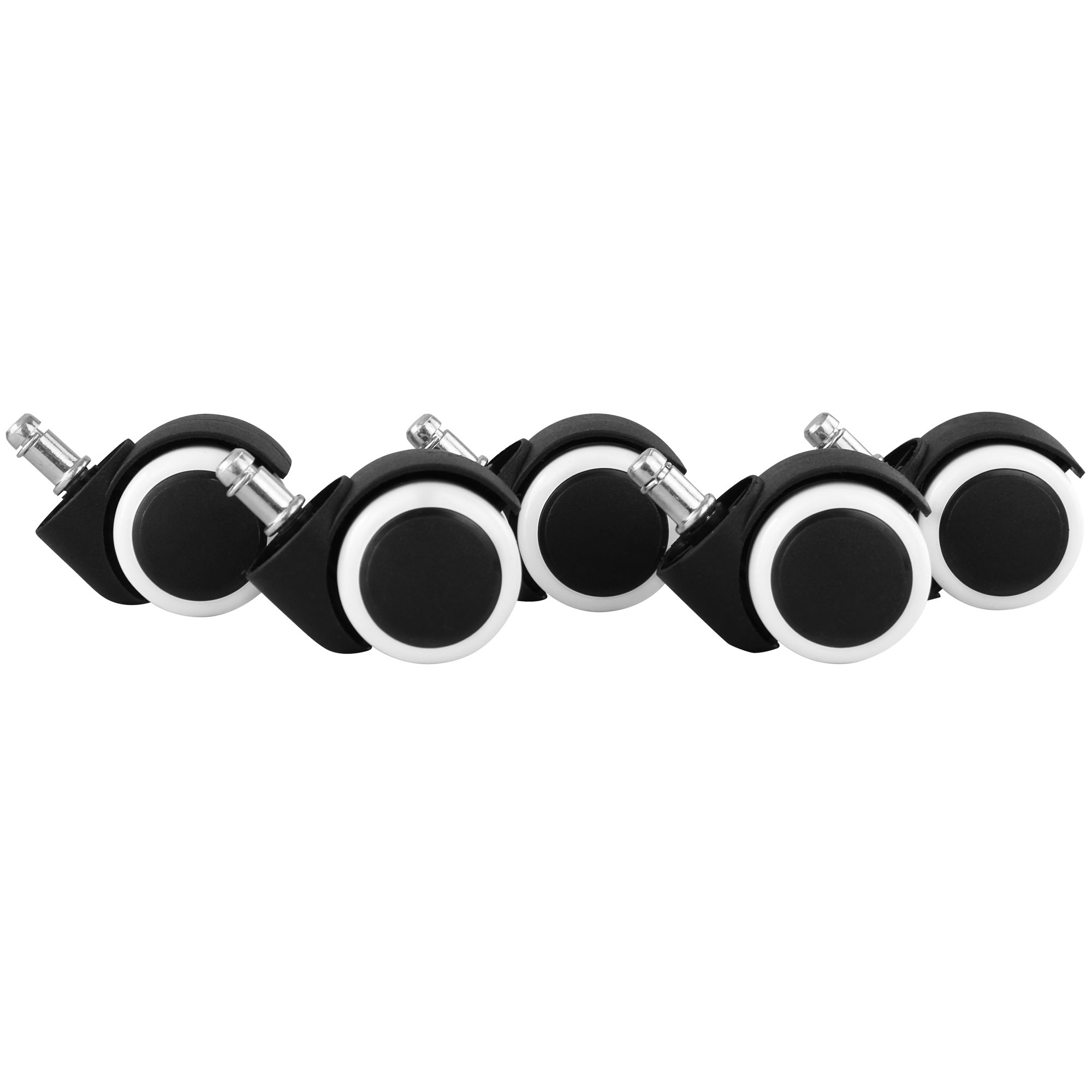 5er Set Hartbodenrollen Polyurethan Schwarz/Weiß | Durchmesser 50 mm | Stift 11 mm
