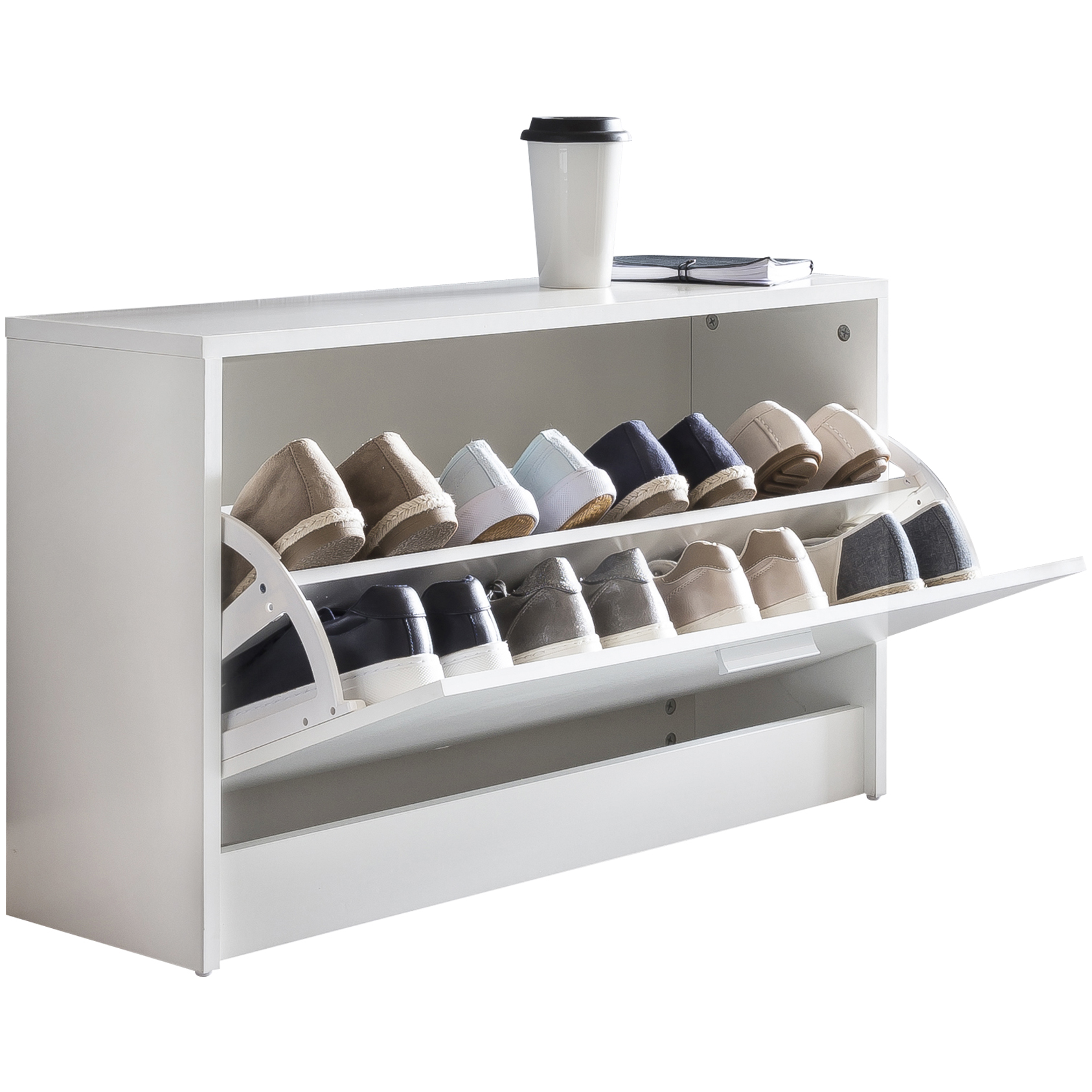 Schuhbank Holz Weiß 80x47x24 cm | 1 Fach | Modernes Design