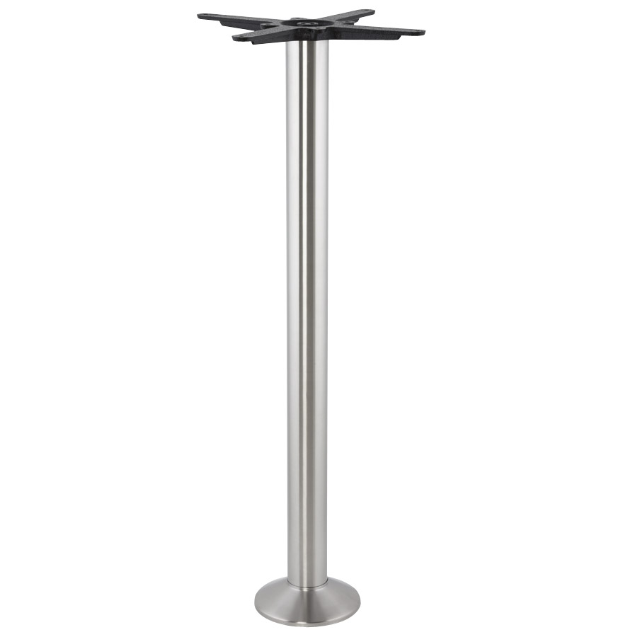 PIKET Tischbein 110 cm aus gebürstetem Edelstahl | Grau | Runde Basis 20 cm