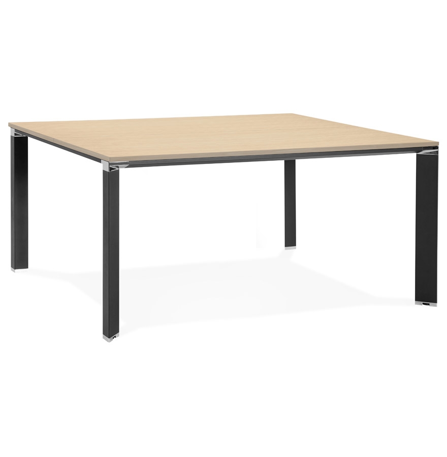 Besprechungstisch Holz naturfarbig und schwarzes Metall | 160x160 cm