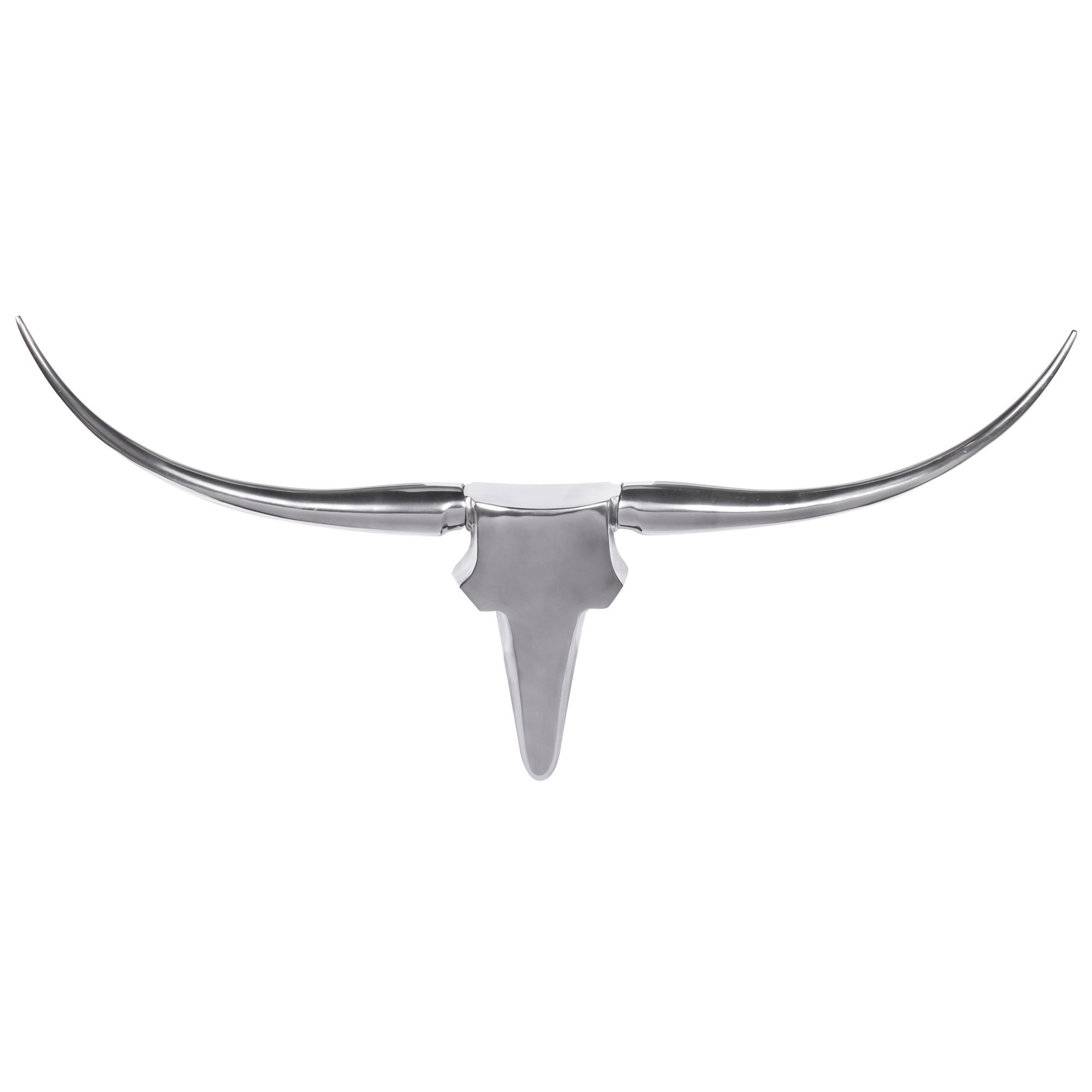 Deko Bull Geweih M Aluminium Silber | 100x40x6 cm | Moderne Wanddekoration