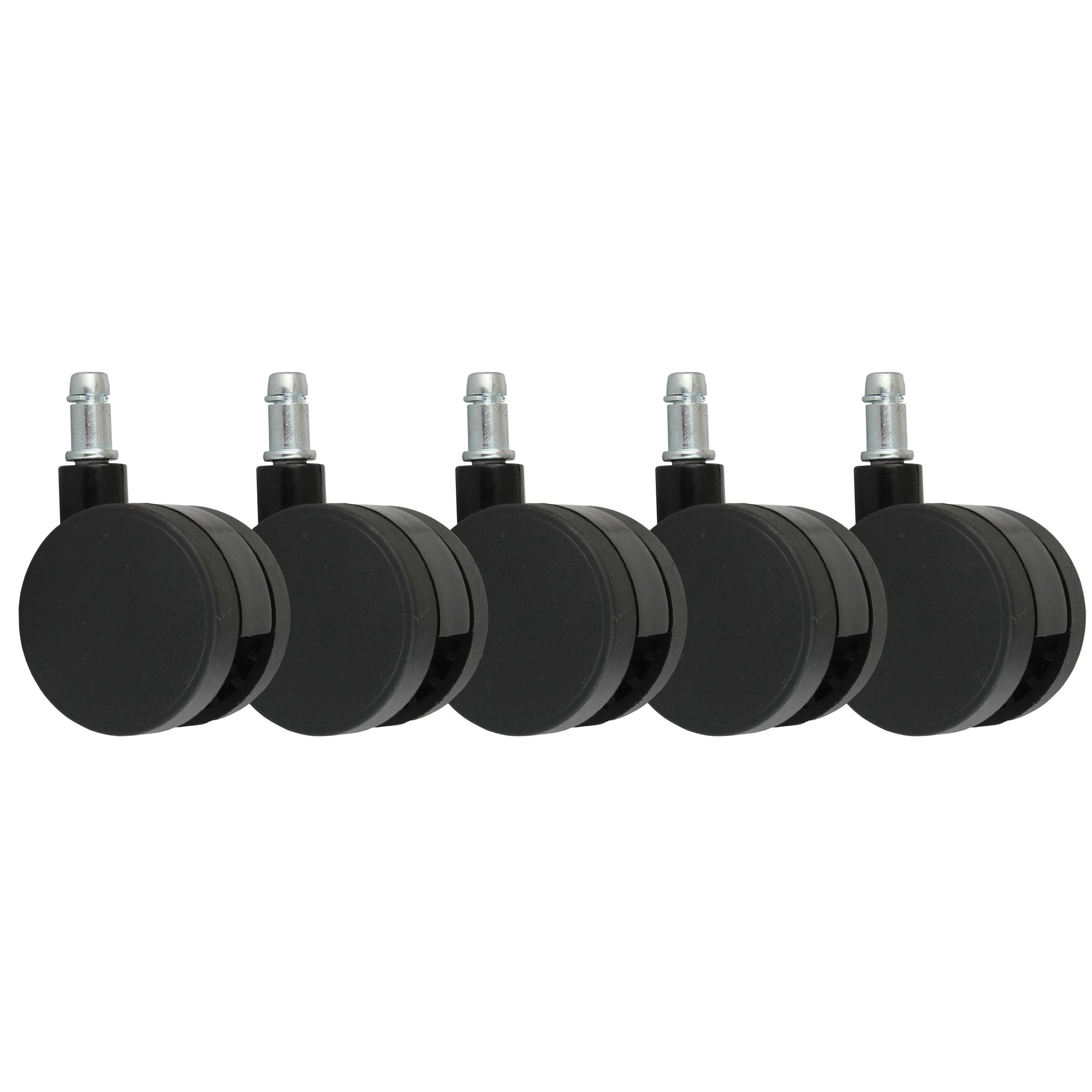 5er Set Polyurethan Rollen schwarz | Durchmesser 60 mm | Stift 11 mm