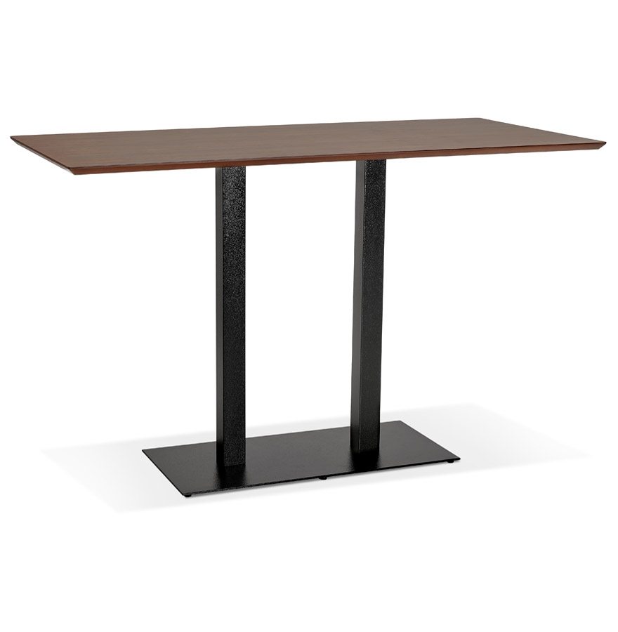 Design Hochtisch MDF-Holz Nussbaum-Finish 180x90 cm | Schwarze Metallbeine
