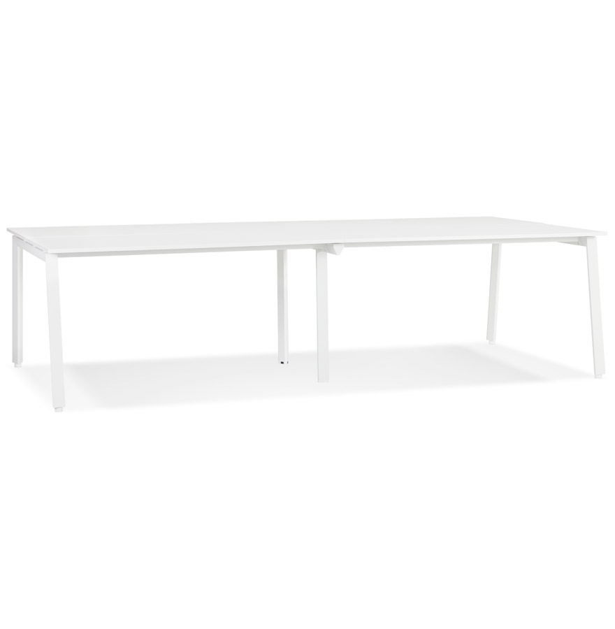 Amadeus Doppel-Schreibtisch | Weiß melaminbeschichtetes MDF-Holz und weißes Metall | 280x140x74,5 cm