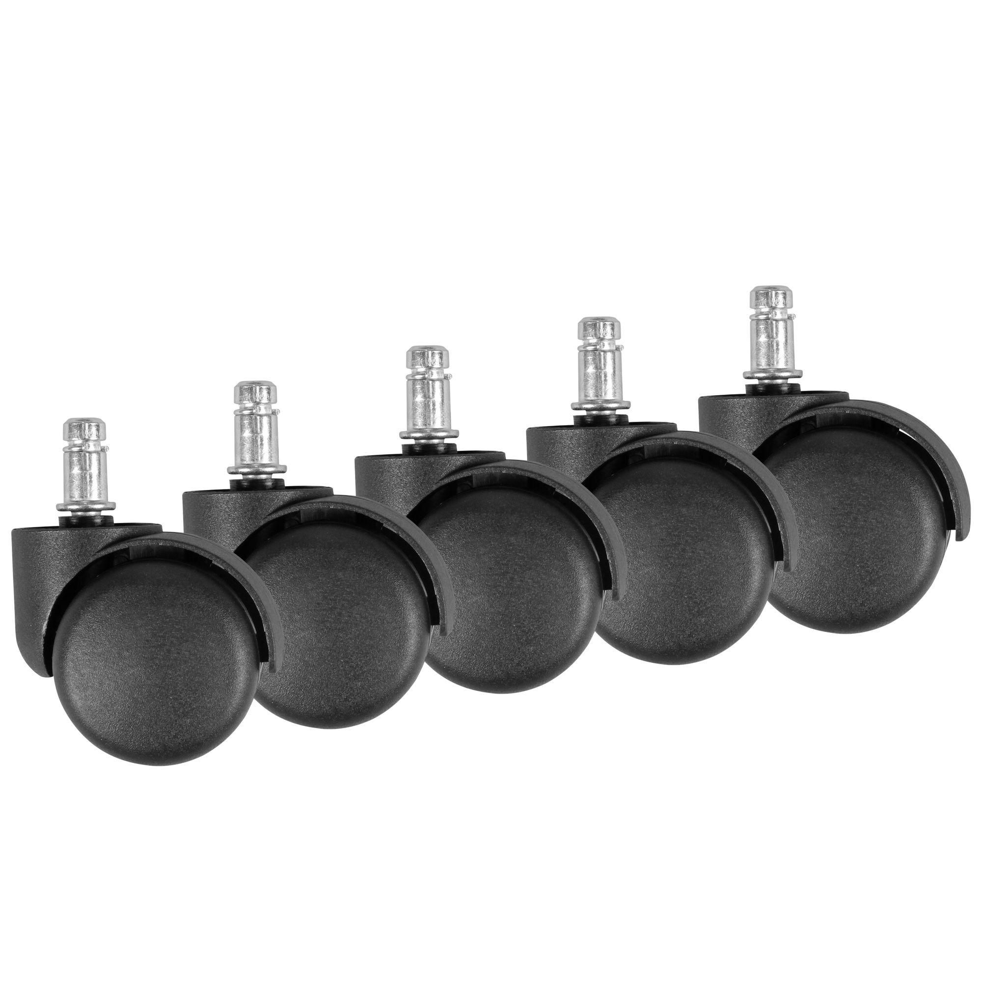 5er Set gebremste Polyurethan Rollen schwarz | Durchmesser 50 mm | Stift 11 mm