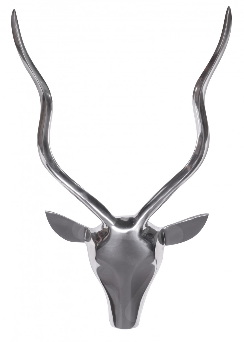Aluminium Hirschgeweih Wanddeko Silber 33x54x4 cm | Einzigartiges Landhaus-Design