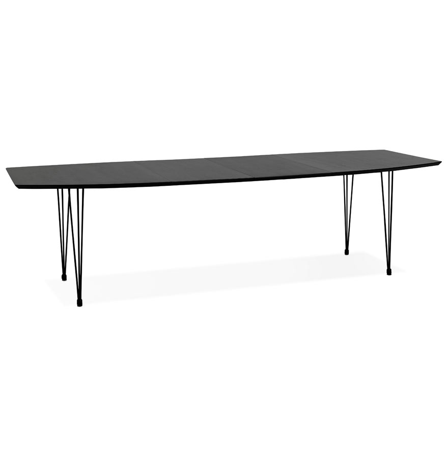 Ausziehbarer MOTUS Tisch aus schwarzem Eschenfurnierholz | Schwarz | 170-270x100x73 cm